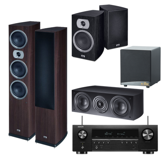 DENON AVR-S670H + KWAY SUB WOOFER 12' + HECO Victa Prime 702 + DECO Victa Elite Center 102 + DECO BOOKSHELF Victa Prime 302