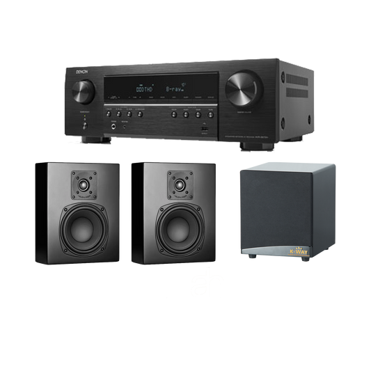 M&K Sound D95 Speaker + LCR D95 5.1 CHANEL + Denon S670 8K AV Receiver | 5.2 Channel + KWAY SUB-WOOFER SW12