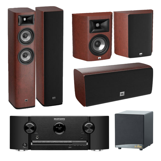 JBL Studio 6 Series 680 5.1 - Marantz SR5015 7.2ch. 8K Atmos Network AV Receiver + KWAY 10' Sub Woofer Speaker Package