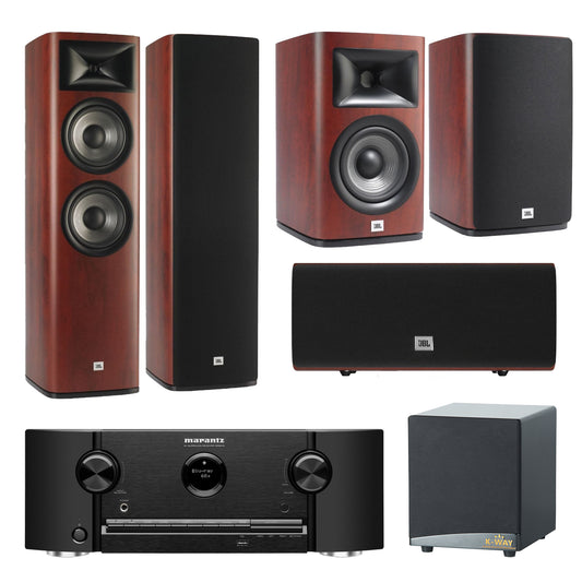 JBL Studio 6 Series 690 5.1 - Marantz SR5015 7.2ch. 8K Atmos Network AV Receiver + KWAY 10' Sub Woofer Speaker Package